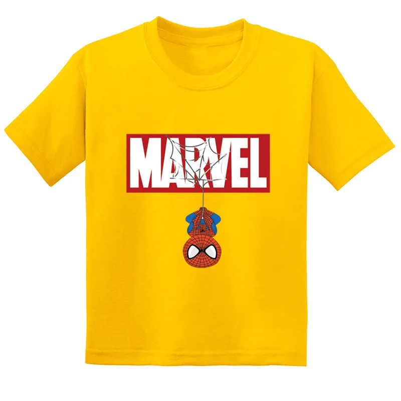 Забавная детская футболка с принтом Человека-паука из мультфильма «Marvel» летняя хлопковая футболка с короткими рукавами для маленьких девочек повседневная одежда для мальчиков GKT276