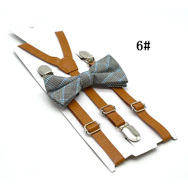 6Type 1.5cm 80cm SHOWERSMILE, женские кожаные подтяжки, хаки, мужские подтяжки с галстуком-бабочкой, британский стиль, одноцветные, унисекс, Y, сзади, регулируемые, для брюк - Цвет: 6Type 1.5cm 80cm