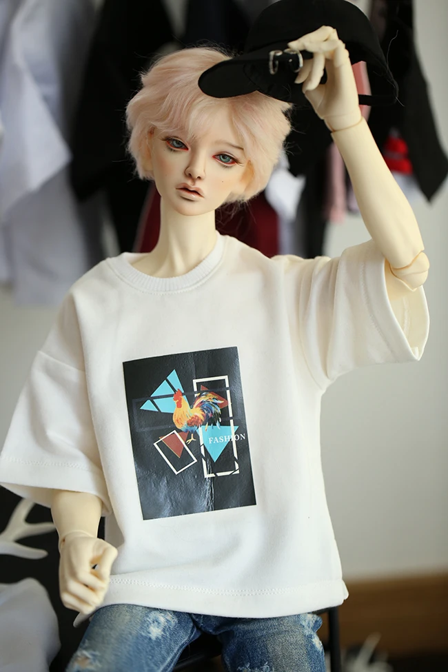 Рубашка для кукол BJD белая футболка с короткими рукавами и принтом 1/3 DD SD