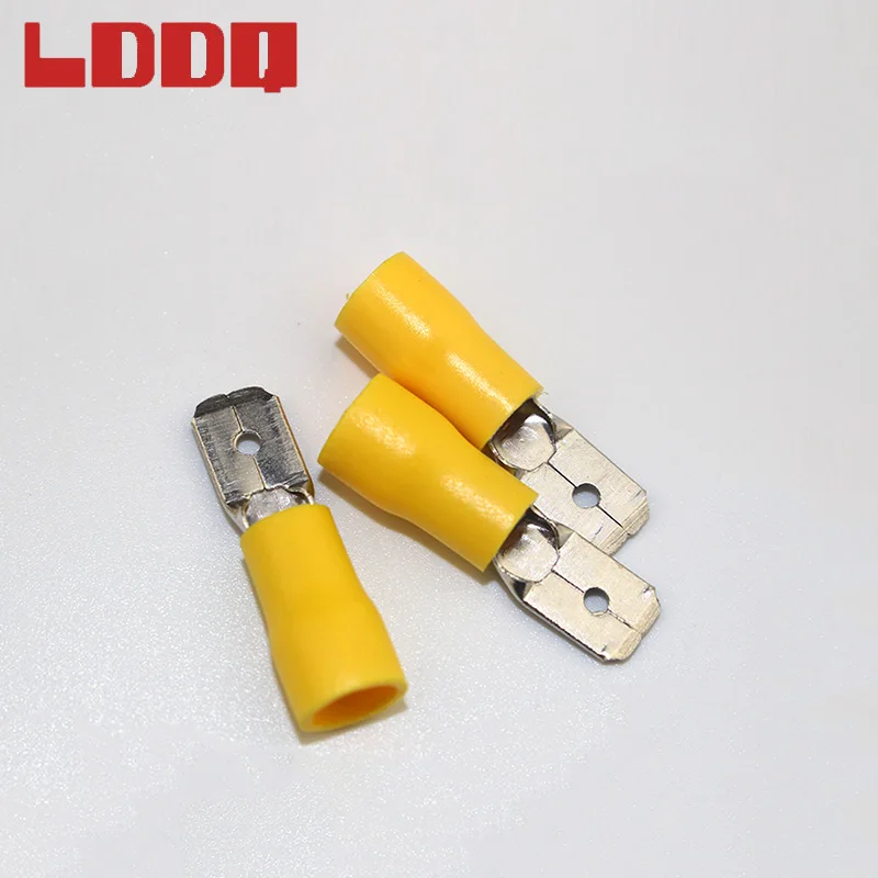 LDDQ 100 шт. 12 10AWG Изолированная контактная обжимная Клемма желтый штекер