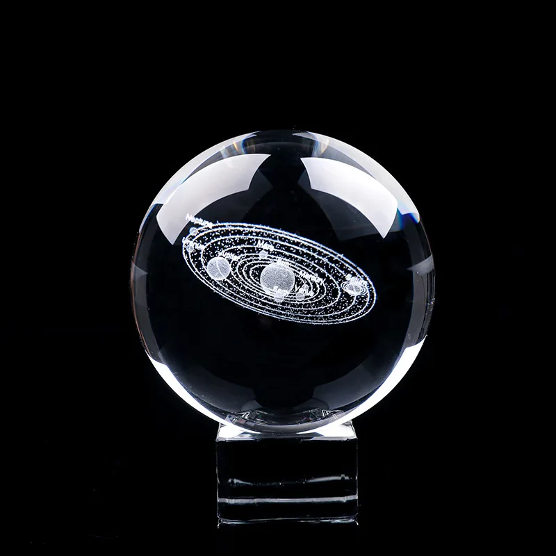 crystal base 60 мм 80 мм 3D Кристалл Солнечной системы шар планеты стеклянный шар лазерная гравировка Глобус Миниатюрная модель домашнего декора Астрономия подарок - Цвет: crystal base