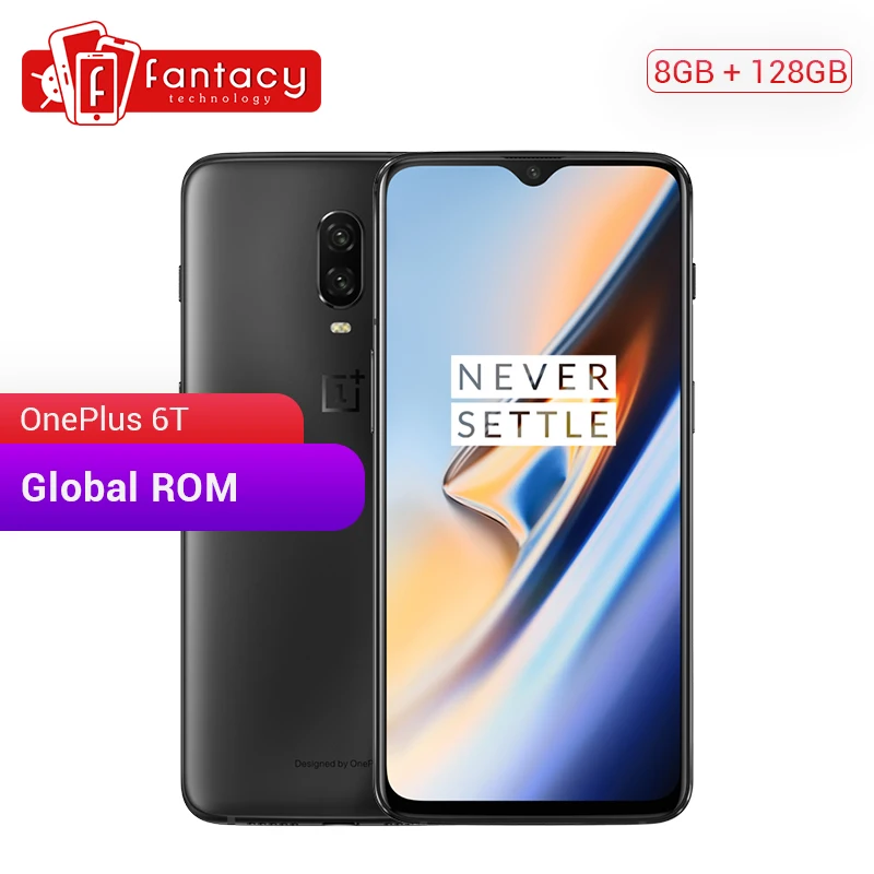 Оригинальный Oneplus 6 T смартфон с дисплеем распознаванием отпечатков пальцев 8 Гб 128