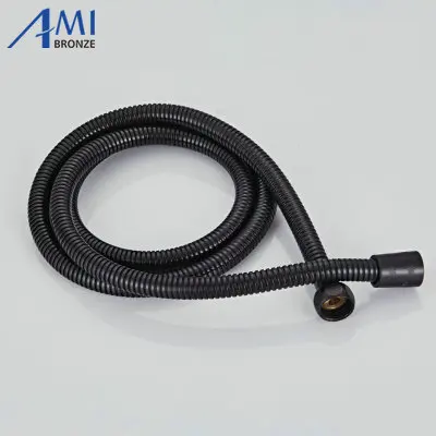 Amibronze, 1 шт., высокое качество, 1,5 м, гибкий шланг для душа, водопроводный шланг, нержавеющая сталь, аксессуары для ванной комнаты, Водопровод - Цвет: black