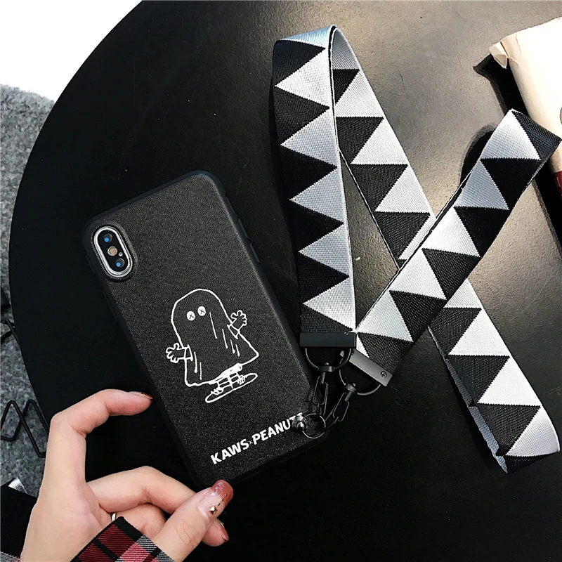 WTSZKL cartoon cute Snoopy with lanyard phone case for iPhone X XS MAX XR drop protection cover 8 7 6 6s Plus |