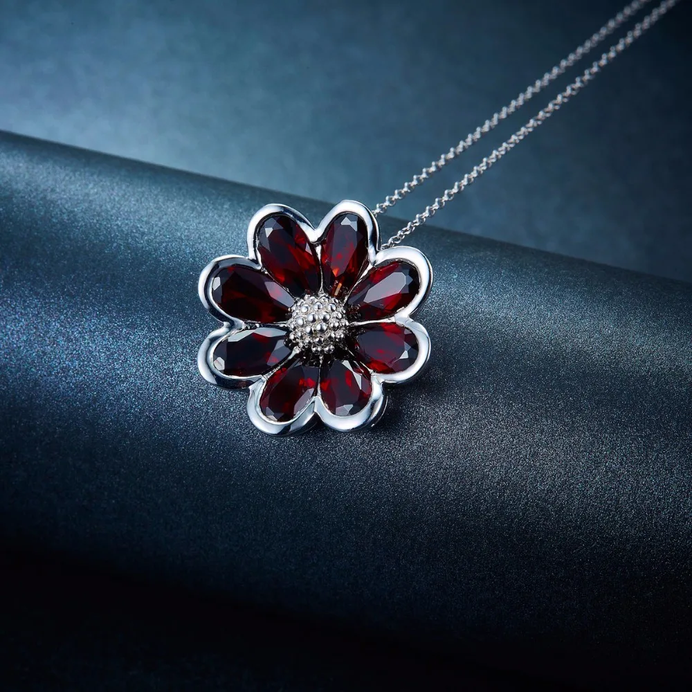Hutang 12.0ct натуральный гранат цветок кулон Твердые 925 пробы Серебряное ожерелье драгоценный камень ювелирные украшения подарок на день рождения 1" цепь