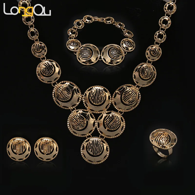 Модный круговой выдолбленный/Золотой винтажный ювелирный набор женский