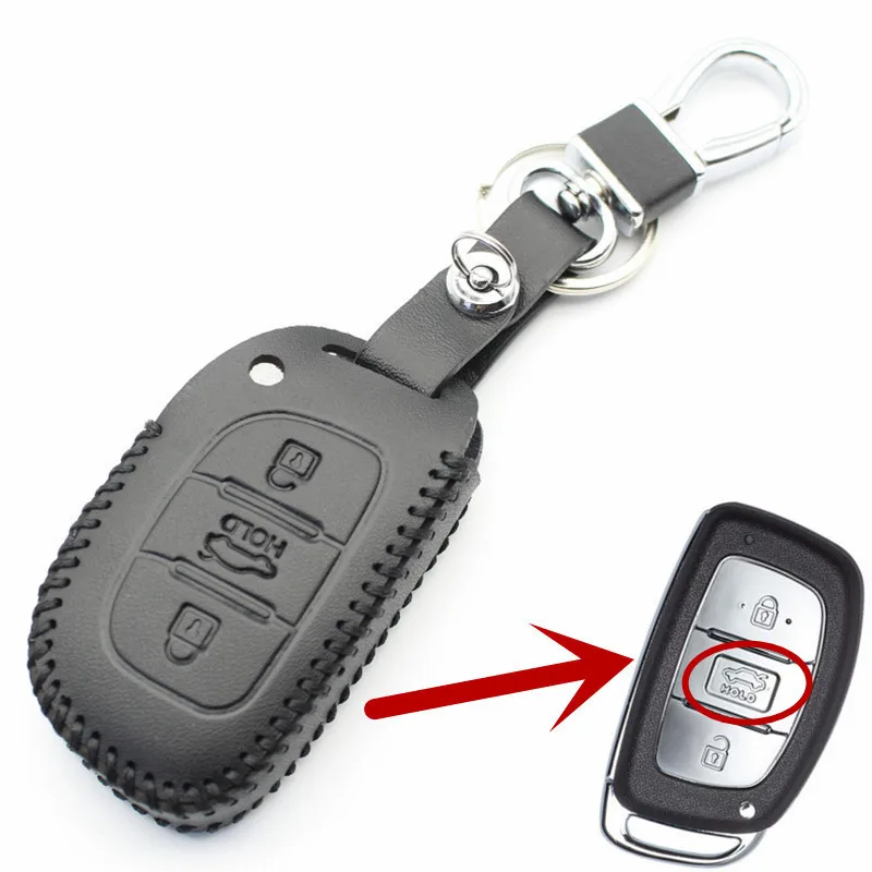 Чехол для ключей FLYBETTER из натуральной кожи для hyundai I40/I30/IX25/IX35/Tucson/Verna/Solaris/Elantra/Accent/I45/New Santafe L2221 - Название цвета: 1