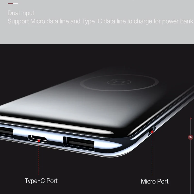 USAMS 5 V 2A PB2 type C Micro & 2 usb порта 10000 mah power Bank Qi Беспроводное зарядное устройство