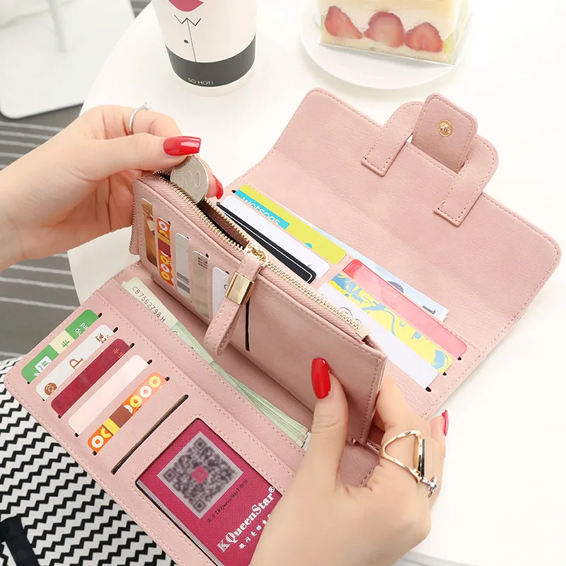Женский Кожаный Бумажник Женщины Мода Длинные Стиль Молнии Студенты Монета
