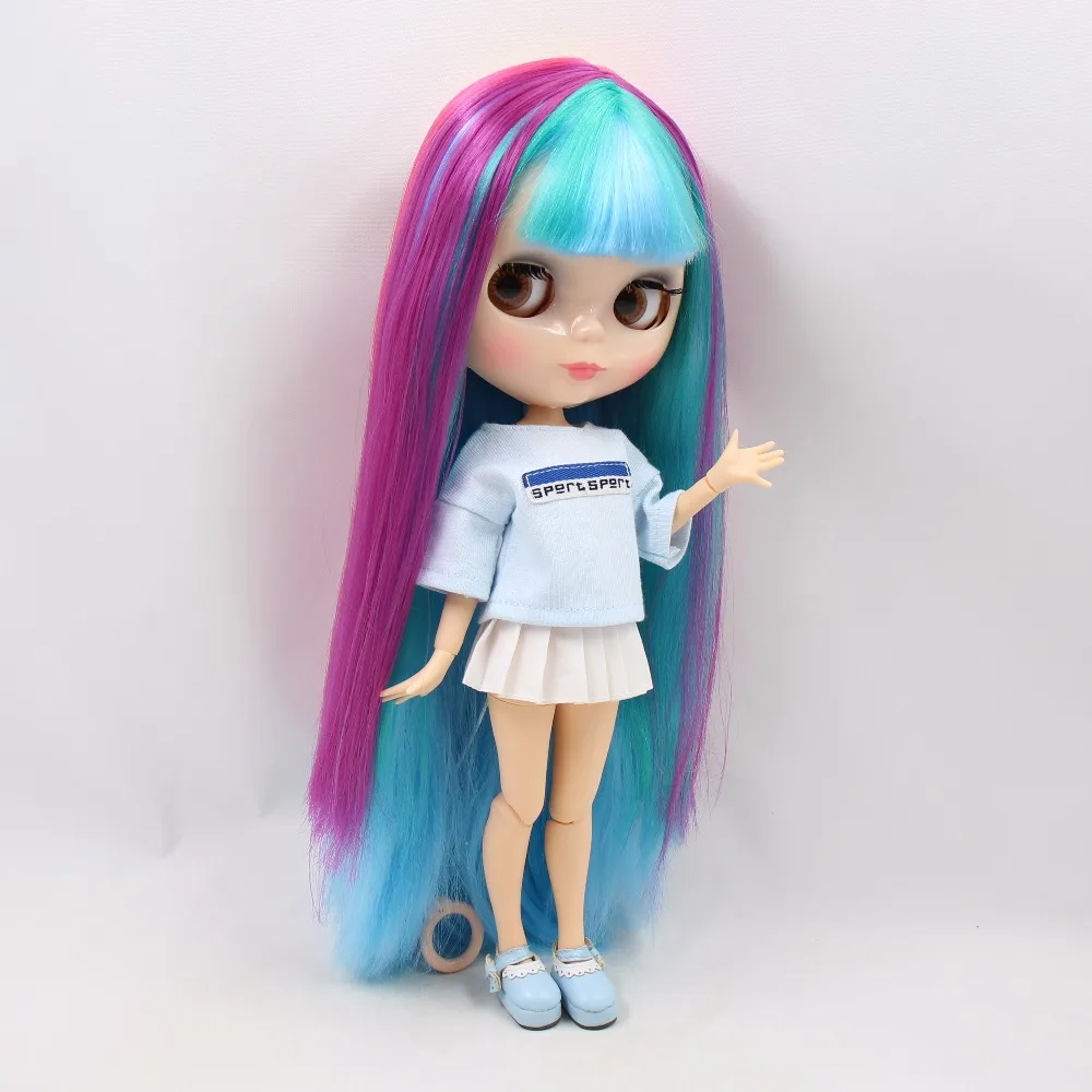 DBS фабрика blyth ледяная кукла головы и купол парик только радужные волосы для DIY
