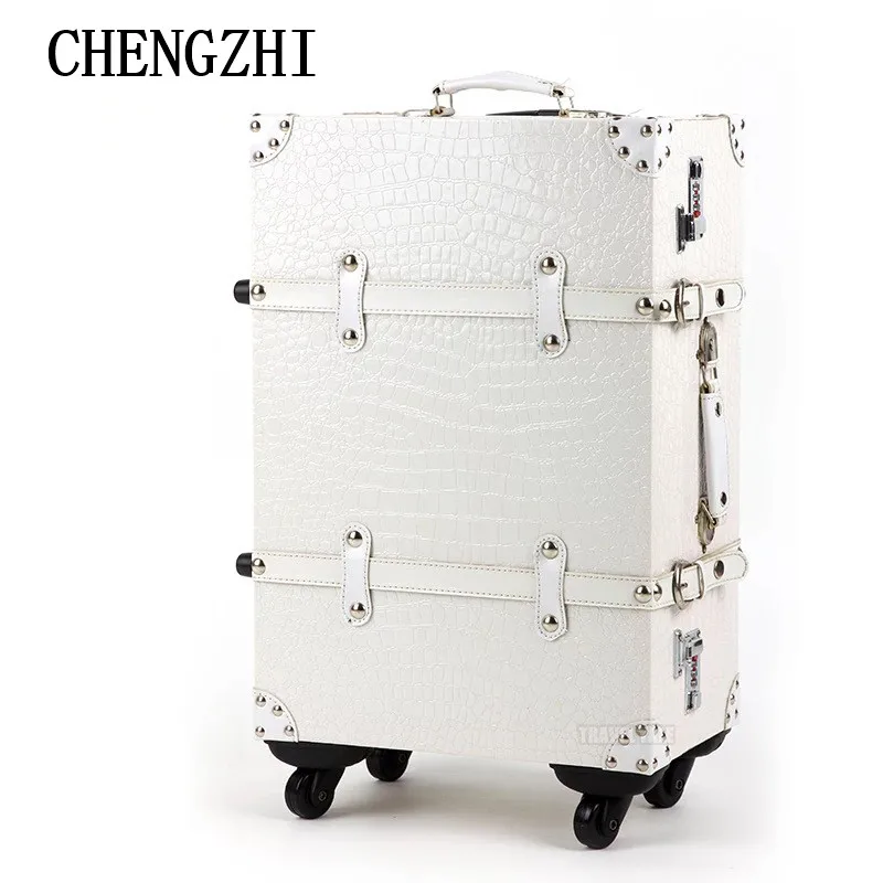 CHENGZHI20 &quot24&quot 26 &quotдюймов Для женщин ретро прокатки Чемодан Спиннер высокой