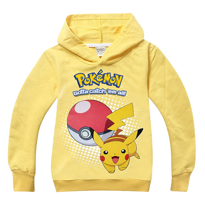 Новинка 2018 года Детская толстовка с капюшоном рисунком pokemon go весенне летний