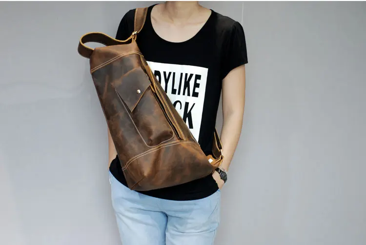 Винтажная сумка Crazy Horse из натуральной кожи, мужская сумка bolsas Sling, нагрудная сумка для мужчин, сумка через плечо, повседневная сумка через плечо