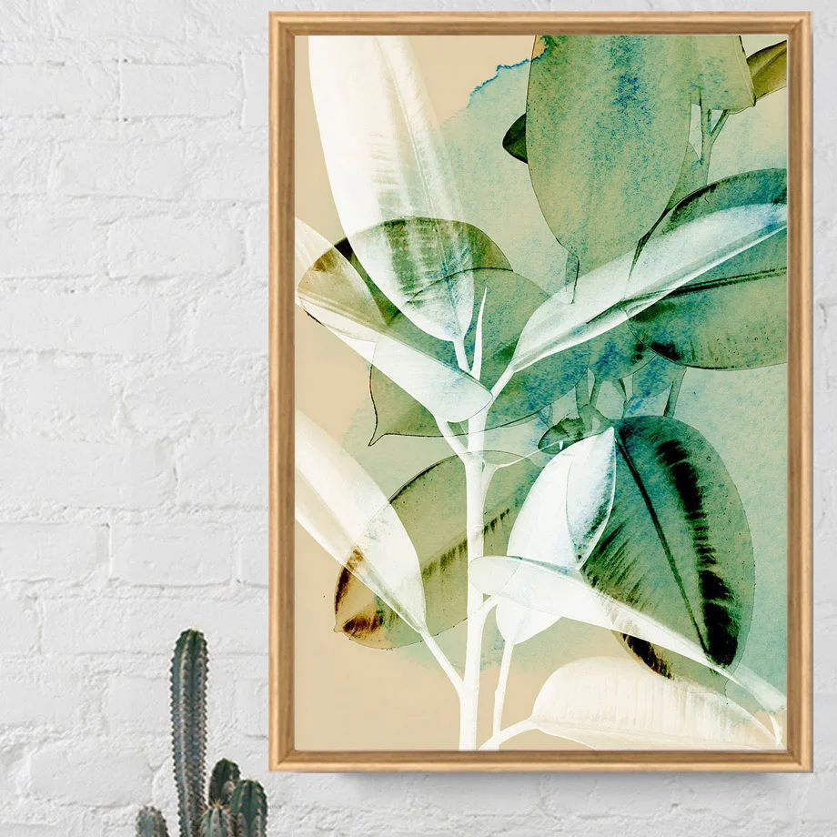

Wall Art Canvas Painting Green Plant Leaves Abstract Painting Nordic Posters And Prints Wall Pictures For Living Room