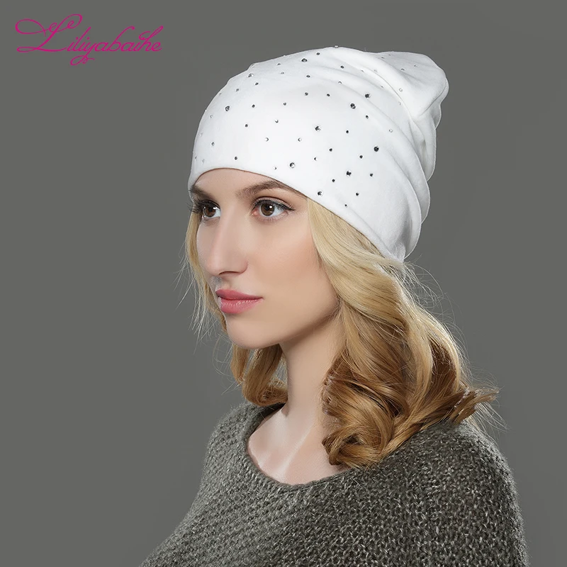 Liliyabaihe женская осенняя и зимняя шапка для девочек шляпы женщин Skullies шапочки пух