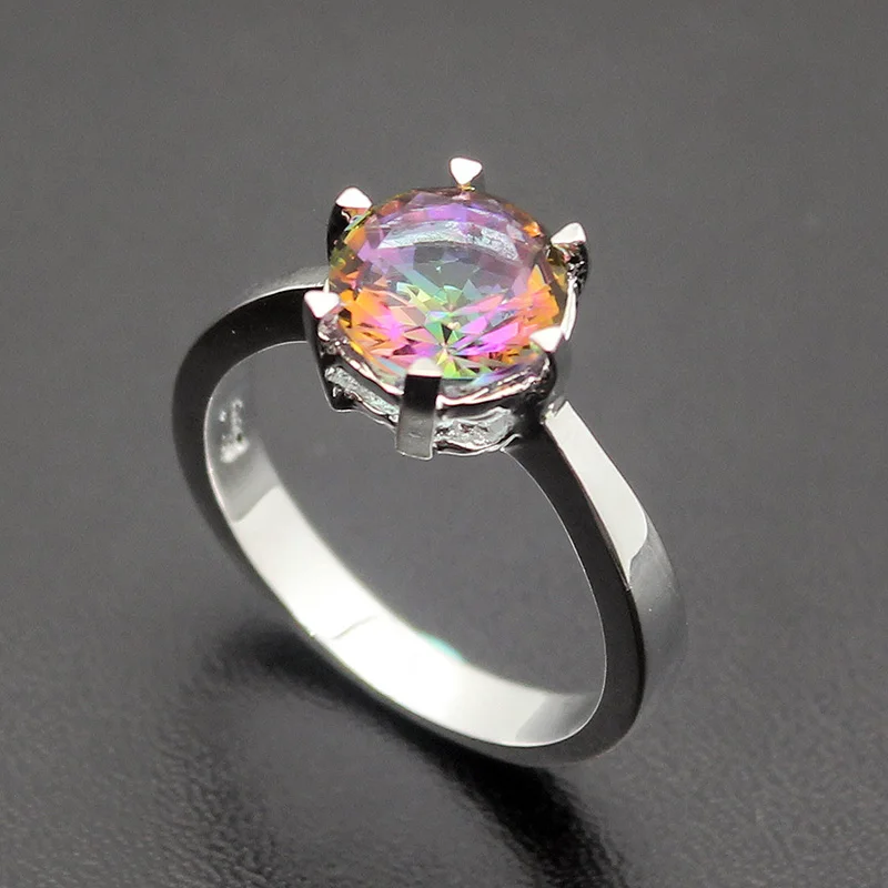 Rainbow Mystic FireTopaz Wedding Band For Women Ring Size 7 8 9 Free Shipping | Украшения и аксессуары