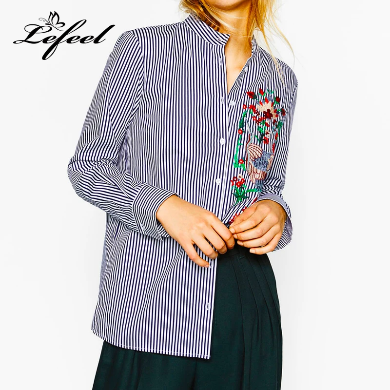 Lefeel 2018 Women Blouse Striped Shirt Autumn Sping Clothing Long Sleeve Tops Office Lady Blouses Casual Elegant Top Blusas |
