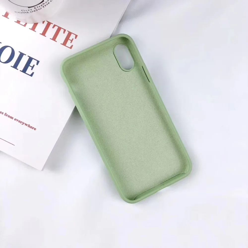 Официальный жидкий Мягкий силиконовый чехол из микрофибры для iphone 11 PRO MAX x xs max xr 7 8 6s Plus Funda Candy TPU Love Logo Cover