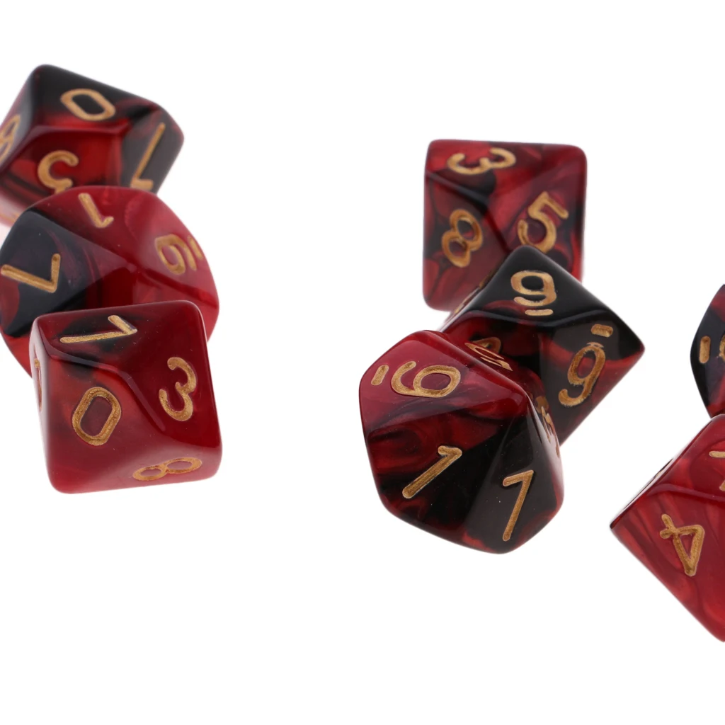 10 шт. древние 10 сторонние кости D10 16 мм кубики для подземелий D& D ролевые игры, настольные игры и математические поставки