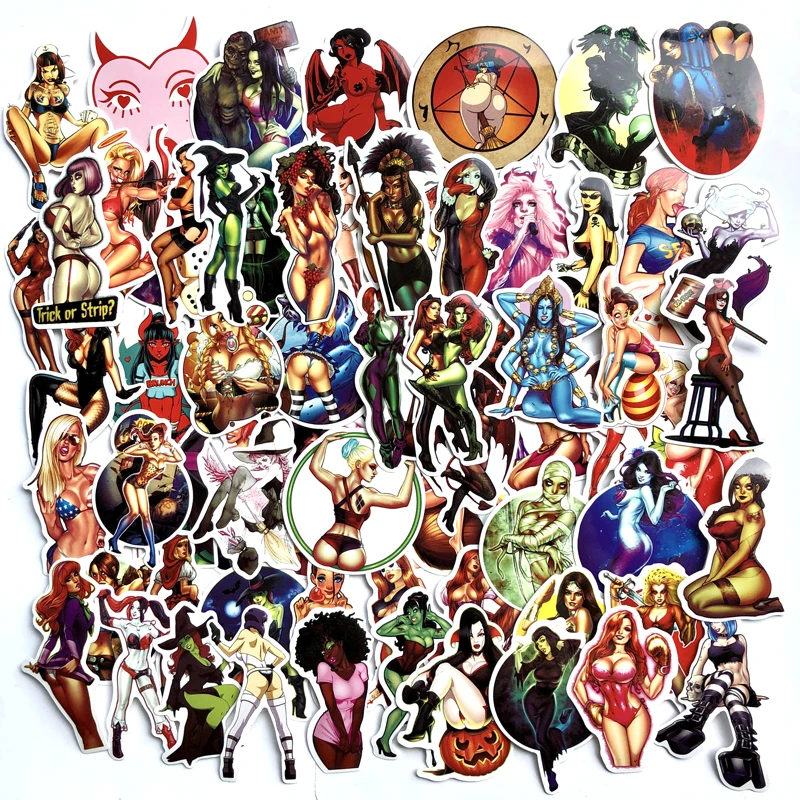 70Pcs Witch Beauty Sexy Girl Graffiti Sticker Luggage Trolley Movie Halle Helmet Decal Anime Cartoon Stickers | Игрушки и хобби