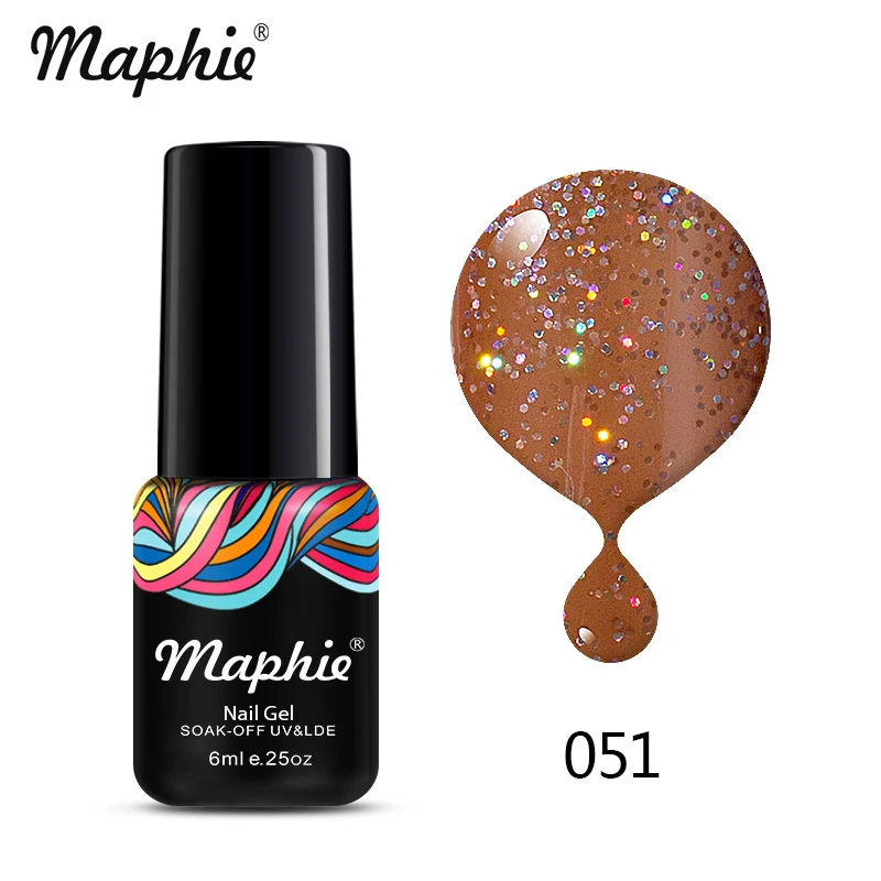 Maphie Черный Цвет УФ-гель для ногтей 6 мл дизайн ногтей замочить от УФ лак для ногтей Полупостоянный светодиодный гель для ногтей эмаль - Цвет: 051