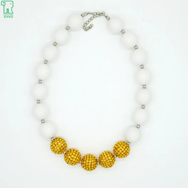 

5PCS Child White Beads Necklace New Kid Girls Chunky Bubblegum Choker Princess Costume Jewelry Toddler White Beads Necklace