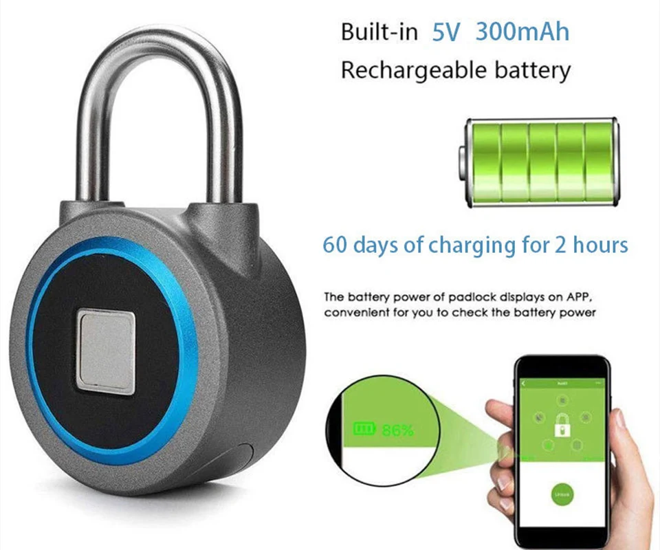 Водонепроницаемый БЕСКЛЮЧЕВОЙ портативный Bluetooth умный замок висячий замок отпечатков пальцев Противоугонный iOS Android приложение управление двери навесной замок для шкафов