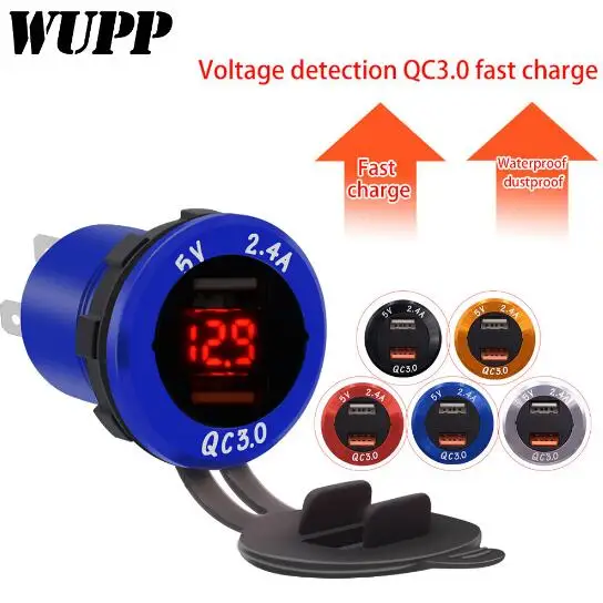 Автомобильное зарядное устройство WUPP QC 3 0 двойной алюминиевый светодиодный