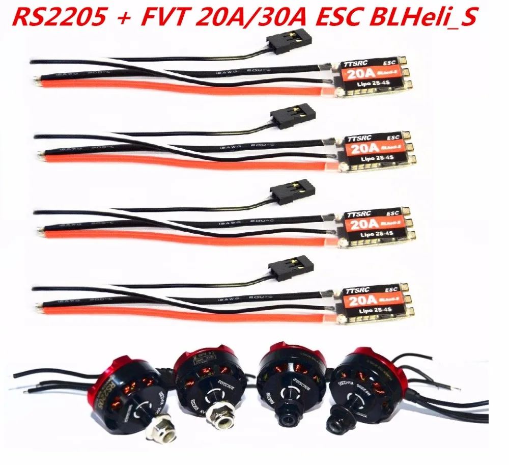 

4PCS RS 2205 2300kv Brushless Motor + FVT 20A-S ESC BLHeli_S OPTO For QAV250 QAV-X 214 FPV RC Quadcopter