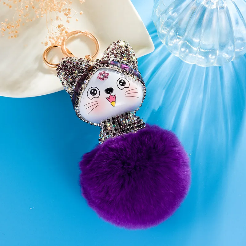 Новое поступление Мода кулон сыр Lucky Cat кролика рекс меховой брелок для