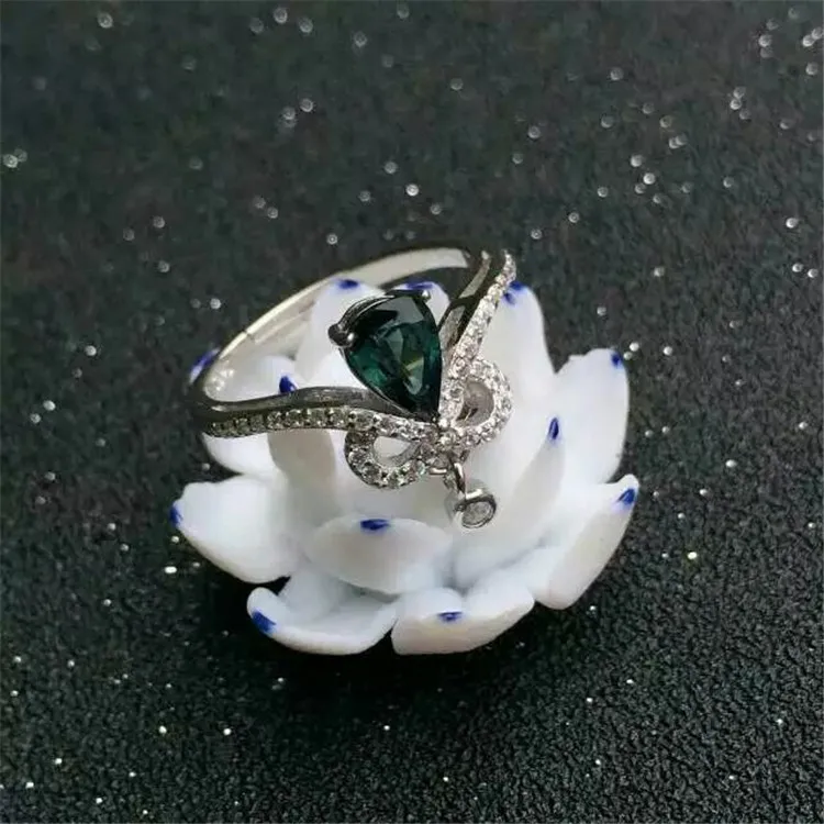 

KJJEAXCMY fine jewelry 925 Pure silver inlay natural sapphire women's beautiful ring inlay jewelry rose gold