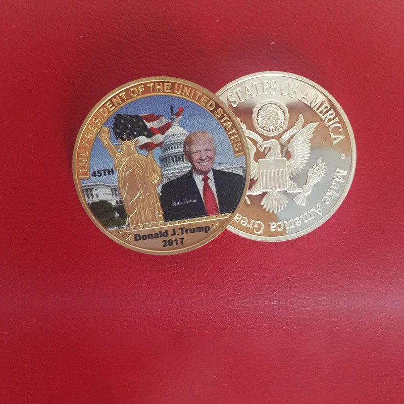 Новинка президент Дональд Трамп памятная с золотым покрытием Золотая и