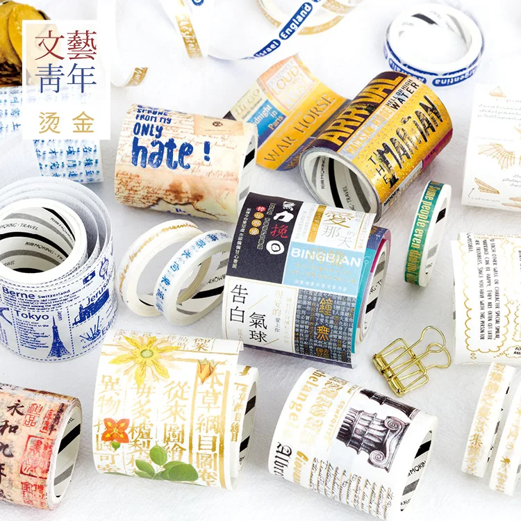 2 шт./упак. художественный известный предложении золочение лента Washi DIY Скрапбукинг малярный скотч Школа канцелярских товаров Эсколар