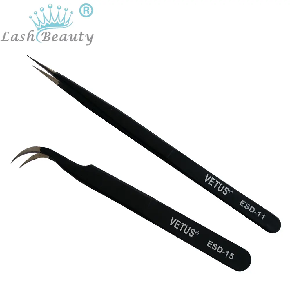 Пинцет для наращивания ресниц 2 комплекта оригинальные щипцы прямые и изогнутые