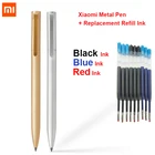 Оригинальная металлическая ручка Xiaomi Mijia, ручка для подписи 0,5 мм, гладкий Швейцарский металлический корпус для заправки + Сменные чернила синего цвета