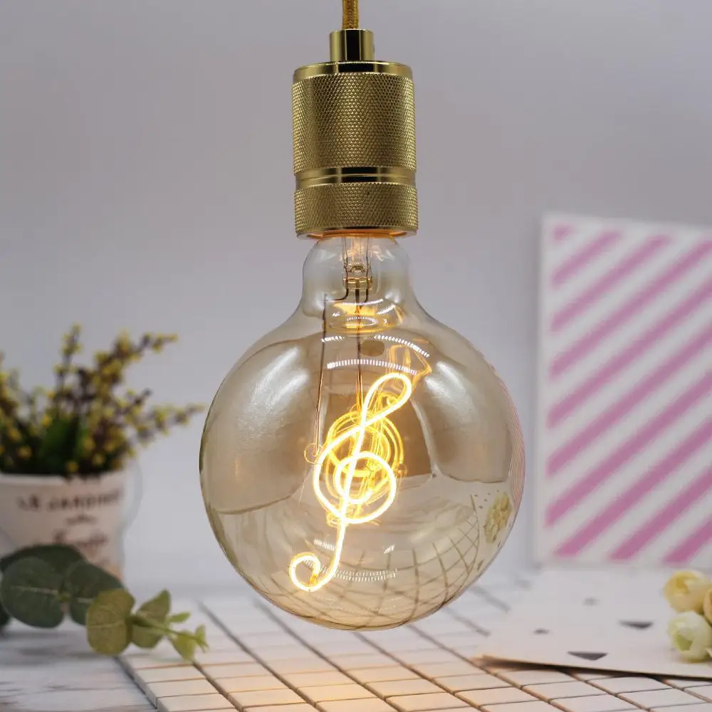E27 4 W светодиодные лампы старинная лампочка большой Edison светодиодная лампа, лампы накаливания 4 Вт AC85-265V декоративная лампа накаливания в виде скрипичного ключа