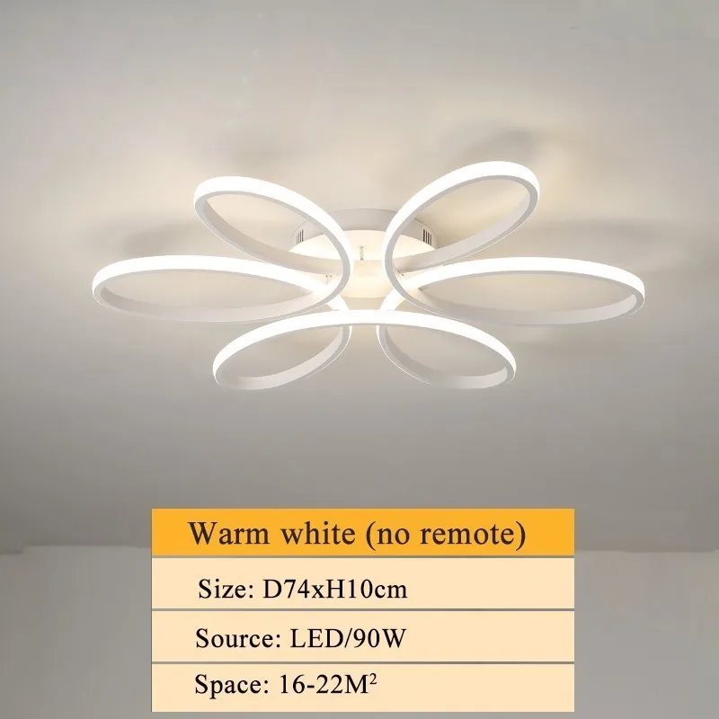 74cm warm white Белый/черный/кофейный светодиодный потолочный светильник для гостиной, спальни, с регулируемой яркостью, с пультом дистанционного управления, AC85-265V, внутренний светильник, потолочный светильник - Цвет корпуса: 74cm warm white