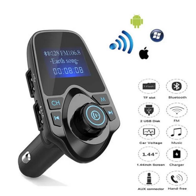 Автомобильный FM трансмиттер с двумя USB портами Bluetooth 3 5 мм|MP3-плеер для авто| |