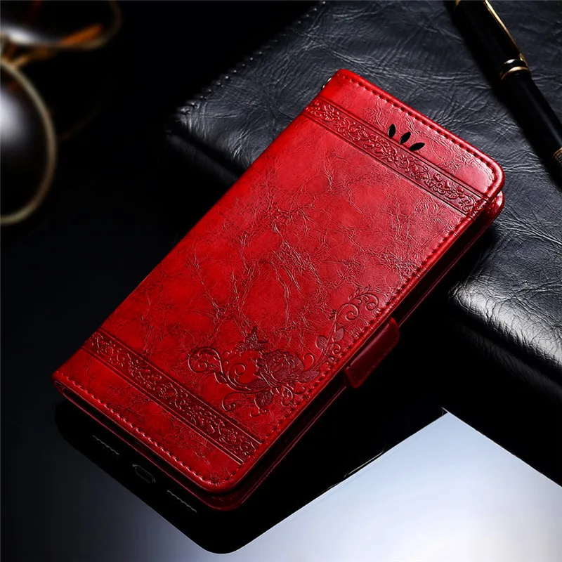 Винтаж с Цветочным Тиснением Кожаный чехол для huawei Honor 4C Pro Y6 9i 5X6 6A 6X7 7i 7X8 9 Lite 7A Pro вид 10 V9 играть 6C Pro - Цвет: Красный