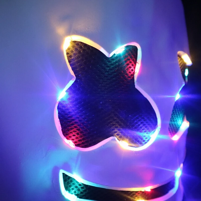 Новинка, светодиодная маска диджея Marshmello, Вечерние Маски со смайликом для детей, взрослых, косплей на Хэллоуин, латексные светодиодные Вечерние Маски Marshmallow