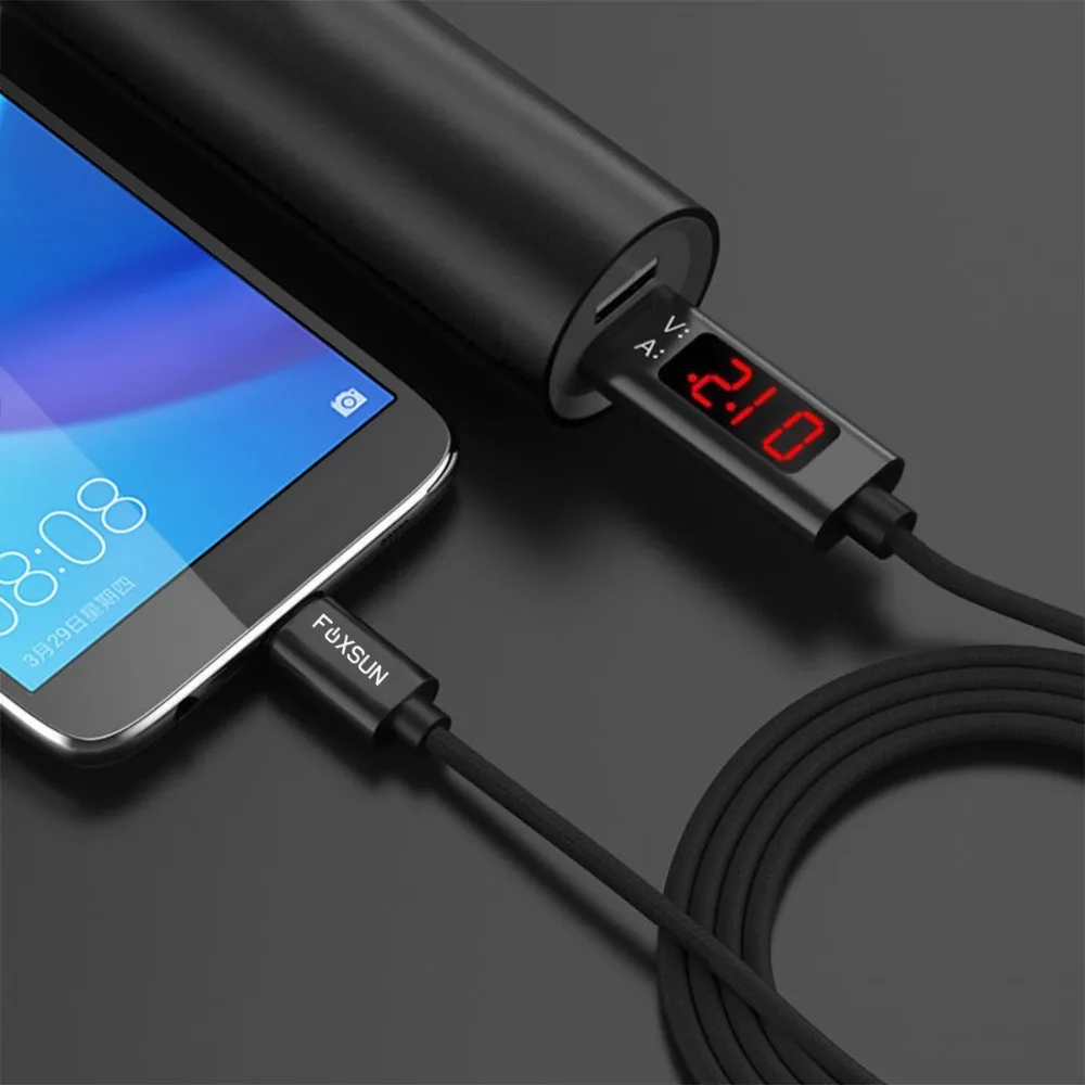 Кабель USB Type C для быстрой зарядки кабель 3 0 с напряжением тока и светодиодным