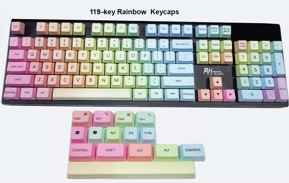 123-key радужные градиентные колпачки OEM профиль PBT краситель-подложенный Топ принт ANSI ISO Mac для MX переключатели механическая клавиатура