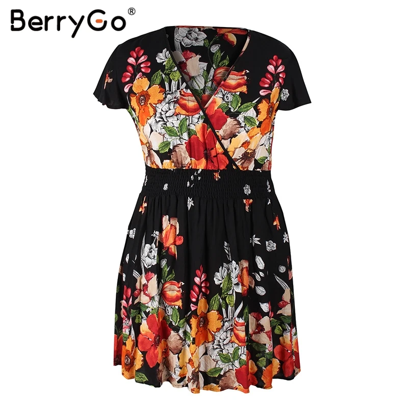 BerryGo Boho платья платье с цветочным рисунком женские большие размеры Летние