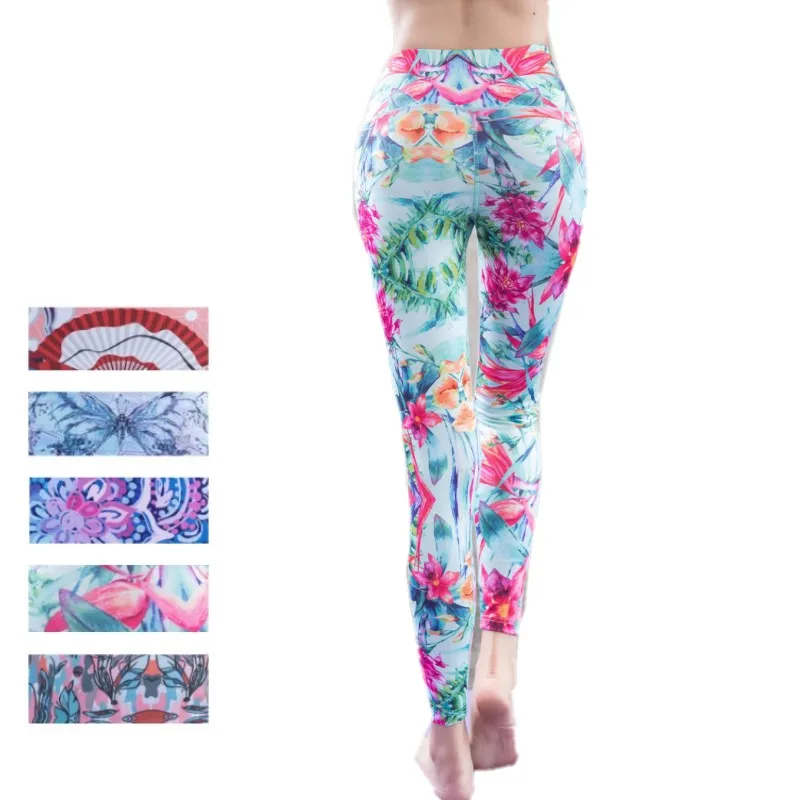 Women Yoga Pants Beautiful Printing Sport Gym Slim Leggings Fitness for High Waist Jogging Femme Tights | Спорт и развлечения