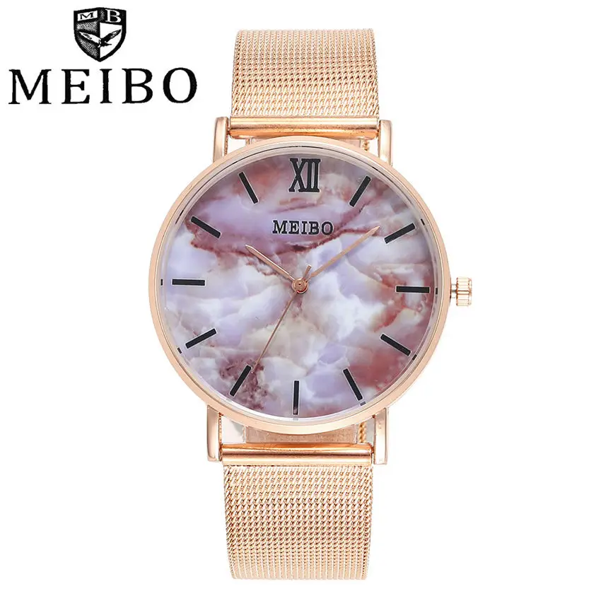 Женские кварцевые часы Reloj Mujer аналоговые с мраморным ремешком и сетчатым