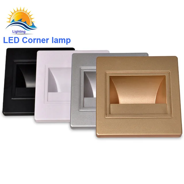 

LED 1w Corner Wall Lamp for Step AC85-265V Recessed Sconce Light for Indoor LED Inwall Lighting with 86 Install Box(3000K Color)