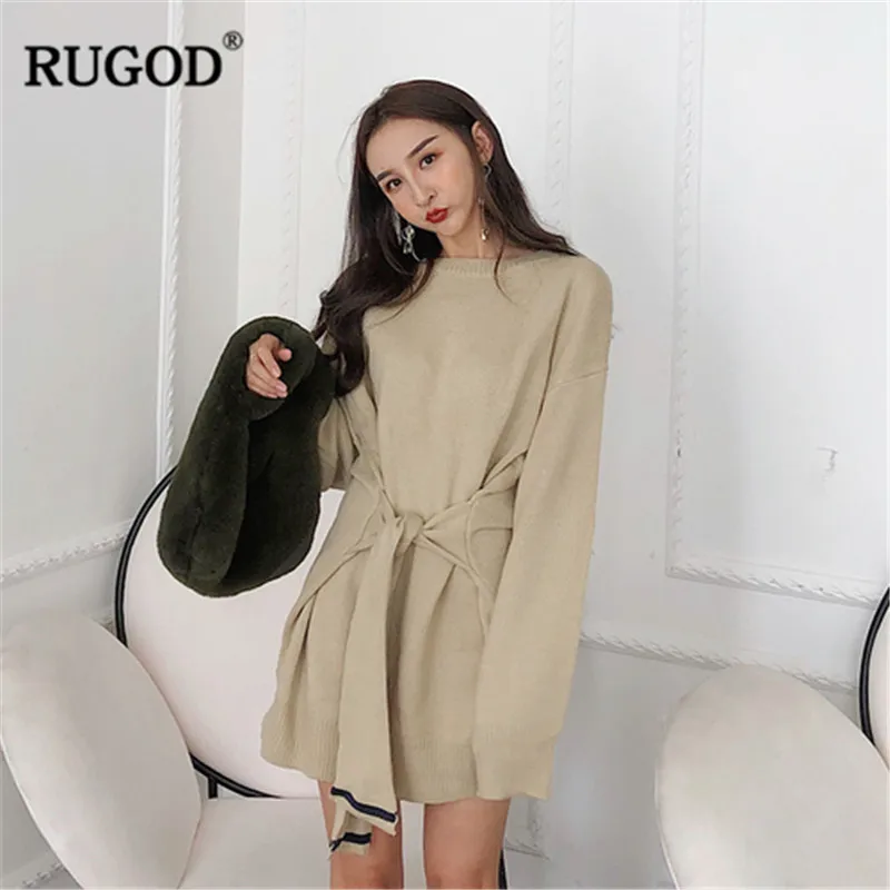 Женское винтажное платье RUGOD однотонное с о вырезом в Корейском стиле на