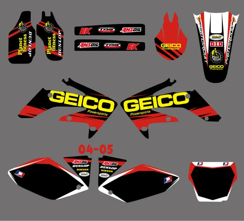 Наборы наклеек графики и фона H2CNC для Honda CRF250 CRF250R 2004 2005 CRF 250 250R 04 05 | Автомобили
