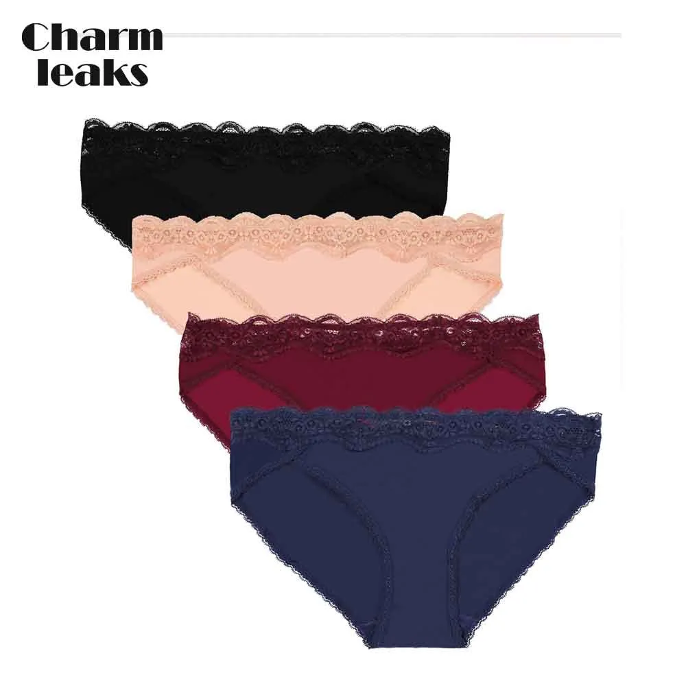 4 in pack Charmleaks, женские трусики, нижнее белье, трусики, мягкие, женские, уютные, высокое качество, средняя талия, однотонное дышащее белье, Лидер продаж - Цвет: 4 in pack