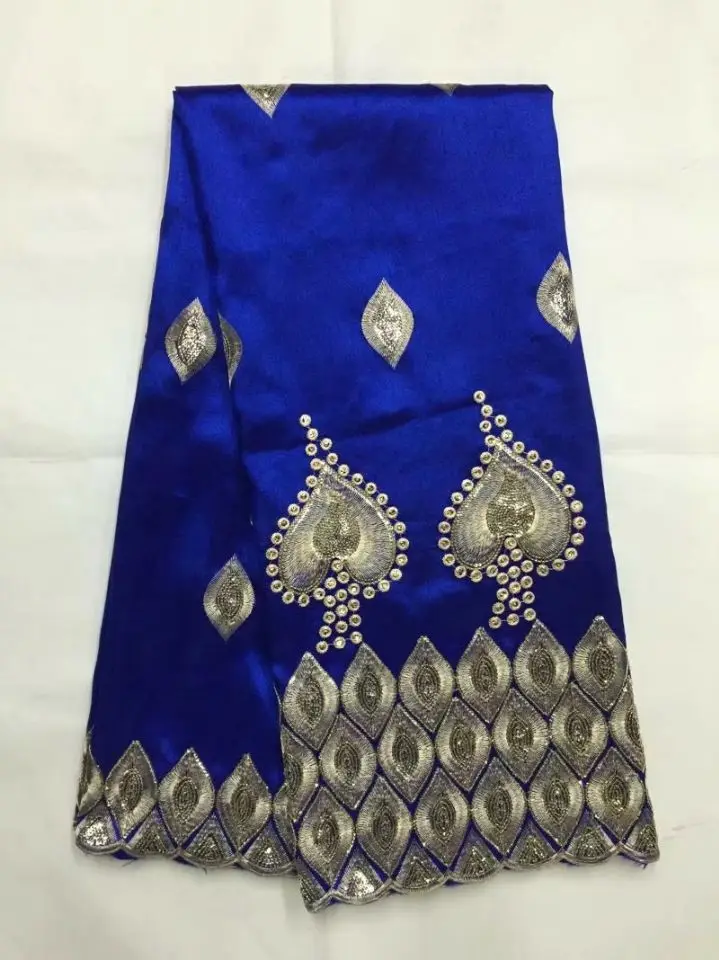 

5 Yards/pc Most popular royal blue George lace fabric with gold sequins african cotton fabric for clothes JG22-2